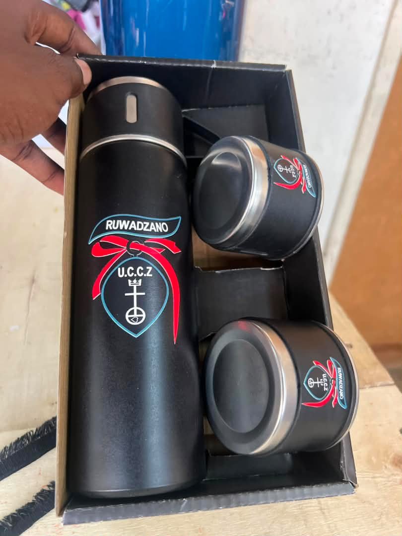Ruwadzano UCCZ branded flask and gift tin set