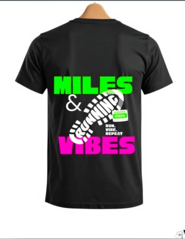 Miles and Vibes custom printed running t-shirt