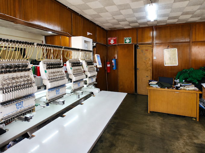 Garment embroidery equipment in the Marvaz production room